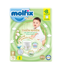 Bỉm quần Molfix Natural Organic sợi tre m76+8 ultra Jumbo 6-11KG