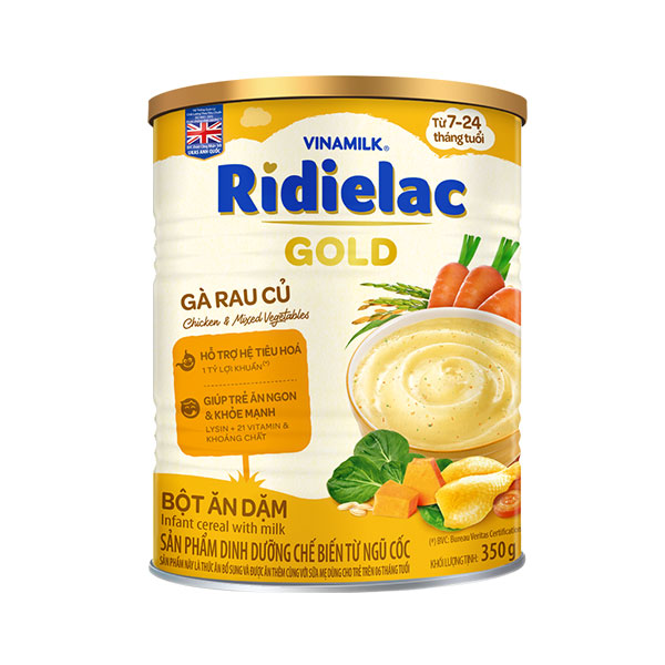 Bột ăn dặm Ridielac lon 350g gà rau củ