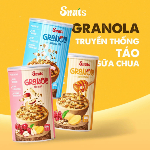 Granola vị Táo đỏ SNUTS 300g – Ngũ cốc dinh dưỡng ăn sáng lành mạnh cho mọi nhà