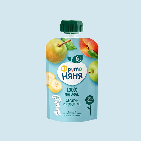 Hoa quả nghiền fructo Nga vị chuối lê táo đào 100GR -trẻ từ 6TH