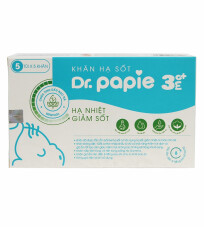 Khăn lau hạ sốt dr papie có tinh dầu Bạc Hà trẻ 3m+ 25 khăn/hộp