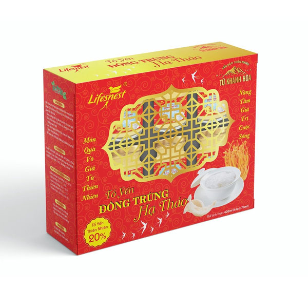 Nước yến sào Đông trùng hạ thảo life's nest 20% tổ yến Tự Nhiên hộp 6 lọ 70g