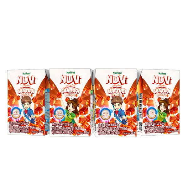 NuVi Thức Uống Sữa Tươi Tiệt Trùng Vị Đường Đen Có Thạch 100 ml