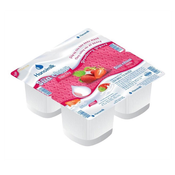 Sữa chua ăn Hanoimilk hương chanh dây (Vỉ 4 hộp 100g)