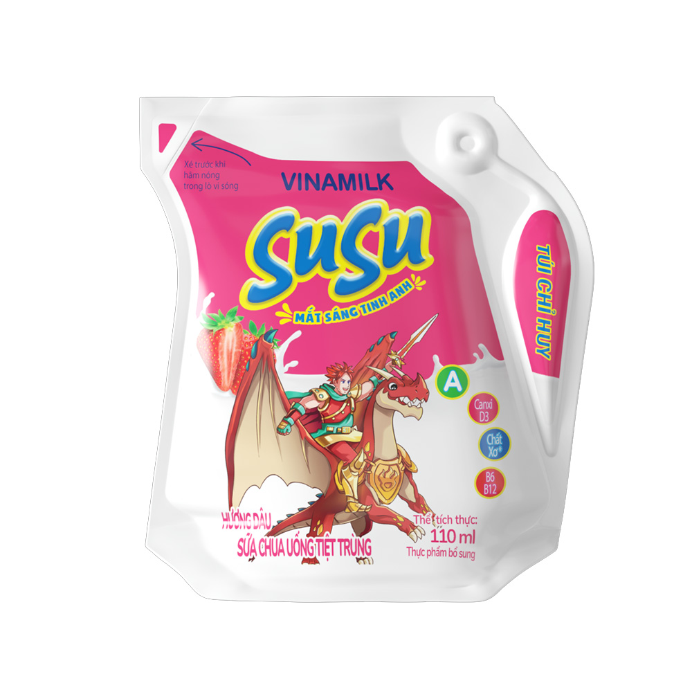 Sữa chua uống tiệt trùng túi Vinamilk Susu Hương dâu 110ml
