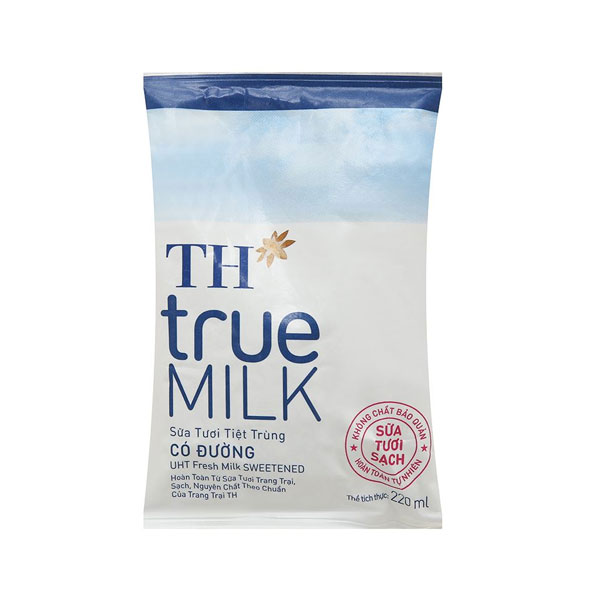 220ML TH Sữa tươi tiệt trùng TÚI CÓ ĐƯỜNG