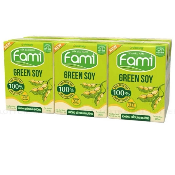 Sữa đậu nành fami Green soy không đường 200ml