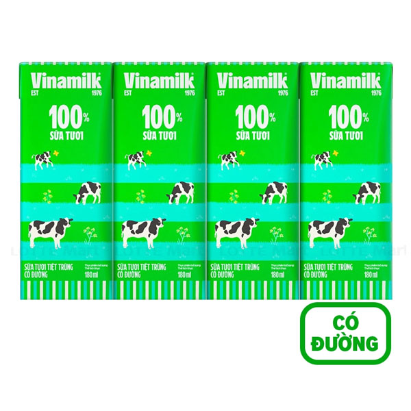 Sữa tươi 100% VNM có đường 180ml