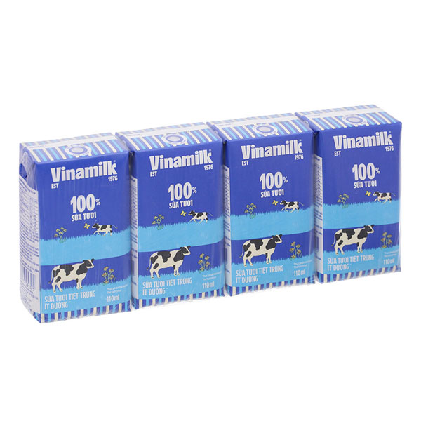 Sữa tươi 100% VNM ít đường 110ml