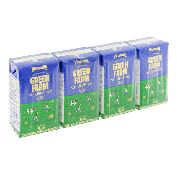 Sữa tươi tiệt trùng Vinamilk Green Farm ít đường 110ml