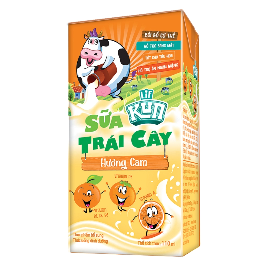 Thức uống dinh dưỡng sữa trái cây Kun Hương cam nhãn hiệu LIF 110ml